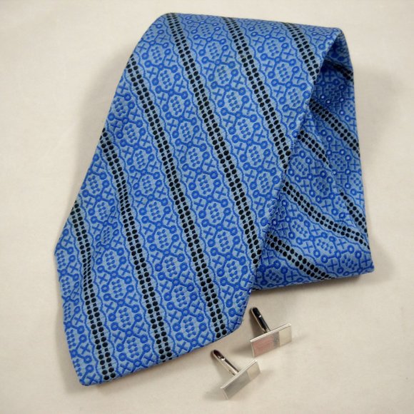 VINTAGE Necktie Weinstock's Diagonal Blue Jacquard - Picture 1 of 5